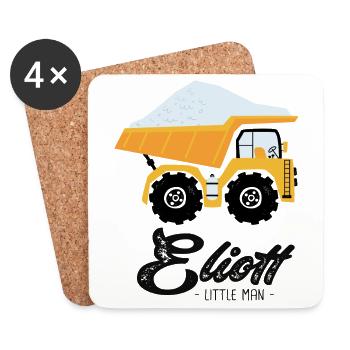 Eliott prenom eliott avec camion - Dessous de verre (lot de 4) - blanc - Devant