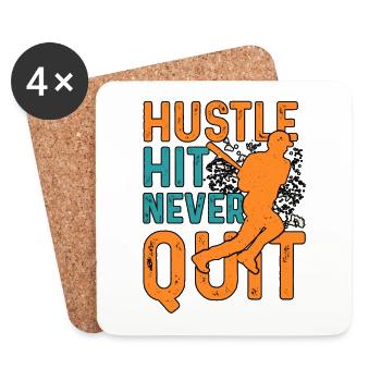 Hustle Hit Never Stop Baseball - Untersetzer (4er-Set) - Weiß - Vorne