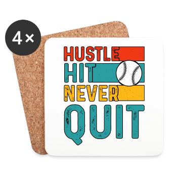 Hustle Hit Never Stop Baseball - Untersetzer (4er-Set) - Weiß - Vorne