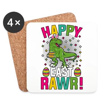 Happy East Rawr Pâques T-Rex - Dessous de verre (lot de 4) - blanc - Devant