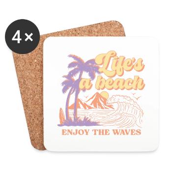 Life's A Beach Enjoy The Waves Summer - Coasters (set of 4) - white - Front