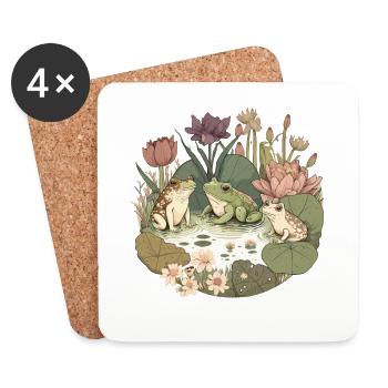 Frog Cottagecore - Dessous de verre (lot de 4) - blanc - Devant