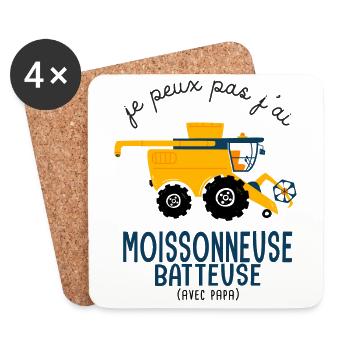 Agriculture Je peux pas j ai Moissonneuse - Dessous de verre (lot de 4) - blanc - Devant