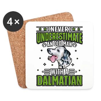 Ne sous-estimez jamais un vieil homme avec un dalmatien - Dessous de verre (lot de 4) - blanc - Devant