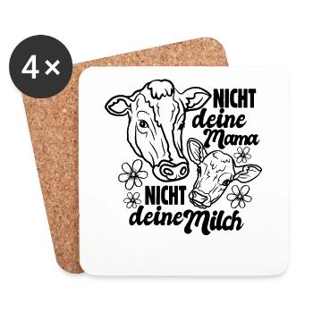 Nicht deine Mama nicht deine Milch - Kuh - vegan - Untersetzer (4er-Set) - Weiß - Vorne