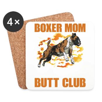 Boxer Mom Wiggle Butt Club - Coasters (set of 4) - white - Front