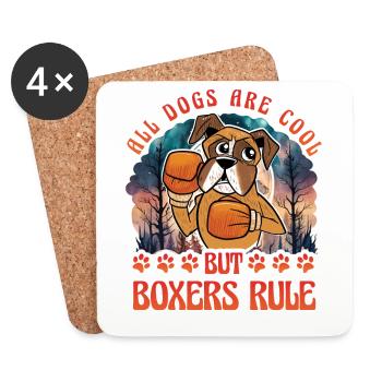 Tous les chiens sont cool mais les boxeurs règnent - Dessous de verre (lot de 4) - blanc - Devant