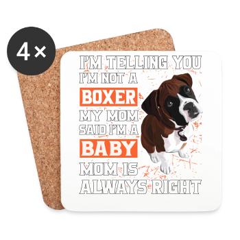 Boxer Baby Boxer Mom - Coasters (set of 4) - white - Front