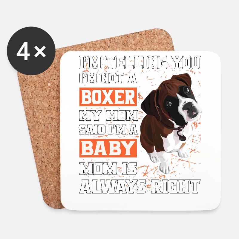 Boxer Baby Boxer Mom - Untersetzer (4er-Set) - Weiß