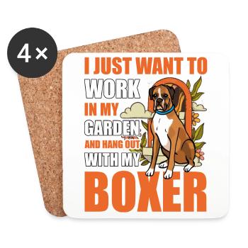 Je veux juste travailler dans mon jardin et accrocher Boxer - Dessous de verre (lot de 4) - blanc - Devant