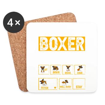 Stubborn Boxer Tricks - Coasters (set of 4) - white - Front