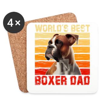 Le meilleur papa boxeur du monde - Dessous de verre (lot de 4) - blanc - Devant