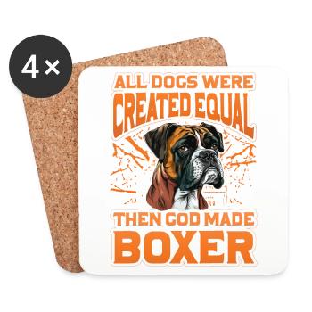 All Dogs are created equal then God made Boxer - Coasters (set of 4) - white - Front
