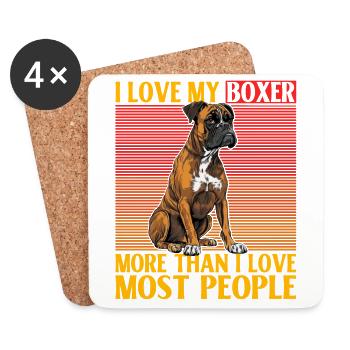 J’aime mon Boxer plus que j’aime la plupart des gens - Dessous de verre (lot de 4) - blanc - Devant