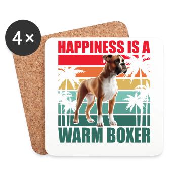 Le bonheur est un boxeur chaleureux - Dessous de verre (lot de 4) - blanc - Devant