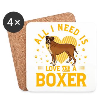 All I need is love and a Boxer - Untersetzer (4er-Set) - Weiß - Vorne