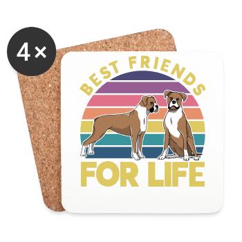 Meilleurs amis pour Life Boxer - Dessous de verre (lot de 4) - blanc - Devant