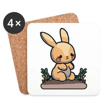 Cute cartoon bunny for kindergarten children and pupils - Coasters (set of 4) - white - Front