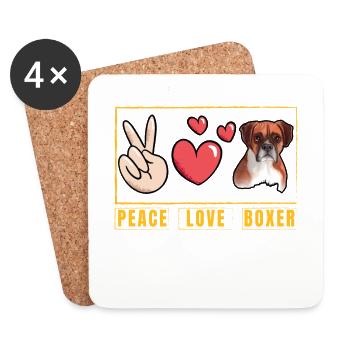 Peace Love Boxer - Dessous de verre (lot de 4) - blanc - Devant