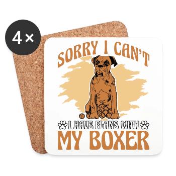 Sorry I can't I have Plans with my Boxer - Coasters (set of 4) - white - Front