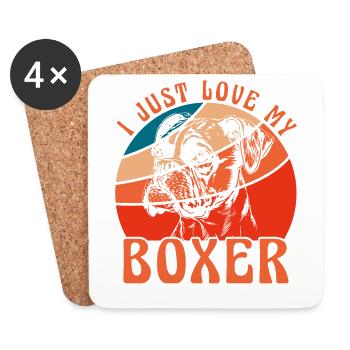 J’adore mon Boxer - Dessous de verre (lot de 4) - blanc - Devant