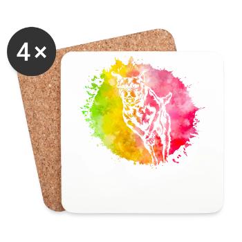 Boxeur - Dessous de verre (lot de 4) - blanc - Devant