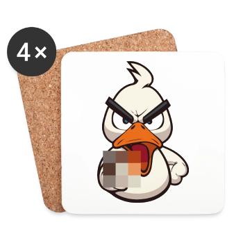 Duck You! Funny duck censored with middle finger - Coasters (set of 4) - white - Front