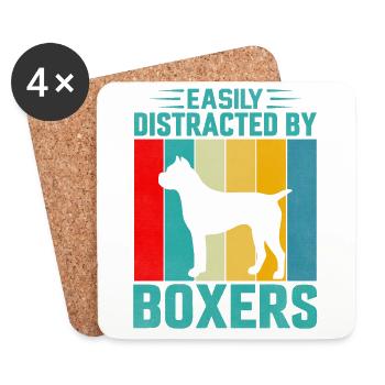Facilement distrait par les boxeurs - Dessous de verre (lot de 4) - blanc - Devant