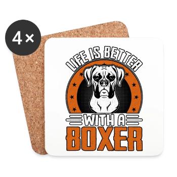 La vie est meilleure avec un boxeur - Dessous de verre (lot de 4) - blanc - Devant
