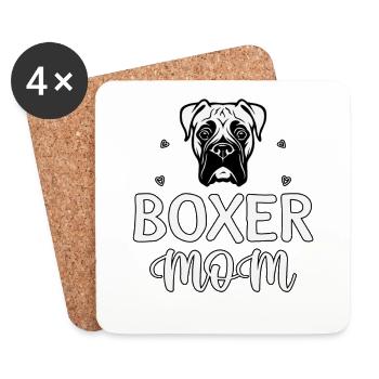 Maman boxeuse - Dessous de verre (lot de 4) - blanc - Devant
