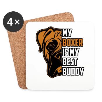 My boxer is my best buddy - Coasters (set of 4) - white - Front