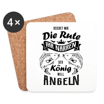 Reichet die Rute der König will Angeln - Karpfen - Untersetzer (4er-Set) - Weiß - Vorne