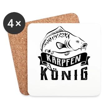 Karpfenkönig - Angler - angeln - Karpfen - Untersetzer (4er-Set) - Weiß - Vorne