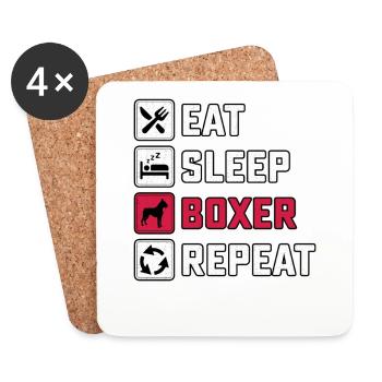 Manger Sommeil Boxer Répéter - Dessous de verre (lot de 4) - blanc - Devant