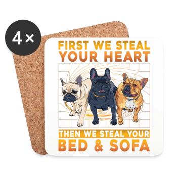 First we steal your heart then we steal your bed - Untersetzer (4er-Set) - Weiß - Vorne