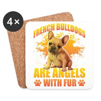 Les bouledogues français sont des anges avec de la fourrure - Dessous de verre (lot de 4) - blanc - Devant