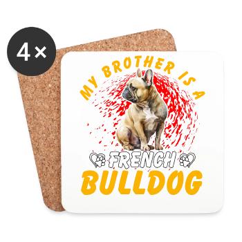 Mon frère est un bouledogue français - Dessous de verre (lot de 4) - blanc - Devant