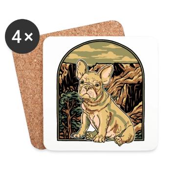 Bouledogue français - Dessous de verre (lot de 4) - blanc - Devant