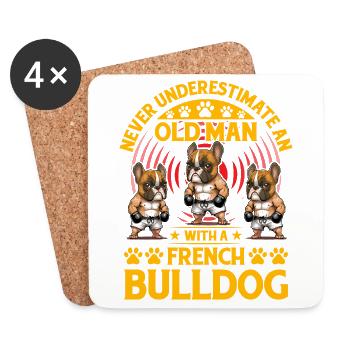 Never underestimate an old man with french bulldog - Coasters (set of 4) - white - Front