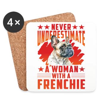 Ne sous-estimez jamais une femme avec un bouledogue français - Dessous de verre (lot de 4) - blanc - Devant