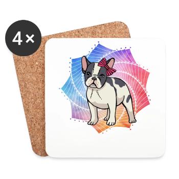 Bouledogue français - Dessous de verre (lot de 4) - blanc - Devant
