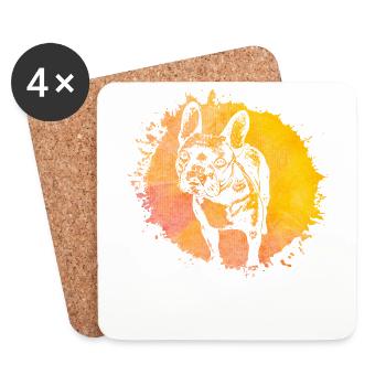 Bouledogue français - Dessous de verre (lot de 4) - blanc - Devant