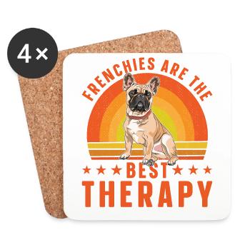Les Frenchies sont la meilleure thérapie - Dessous de verre (lot de 4) - blanc - Devant