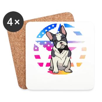 Bouledogue français - Dessous de verre (lot de 4) - blanc - Devant