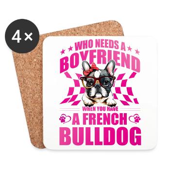 Qui a besoin d’un petit ami quand vous avez un bouledogue français - Dessous de verre (lot de 4) - blanc - Devant