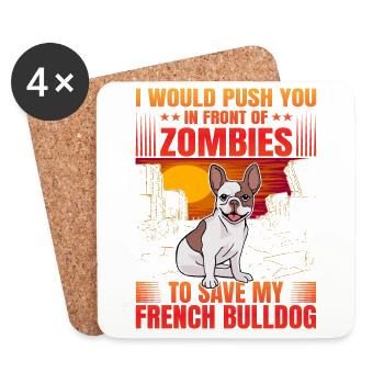 Je te pousserais devant les zombies - Dessous de verre (lot de 4) - blanc - Devant