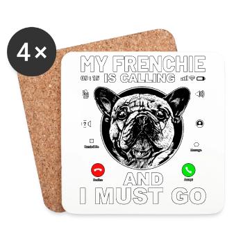 Mon Frenchie m’appelle et je dois y aller - Dessous de verre (lot de 4) - blanc - Devant