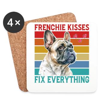 Frenchie Kisses répare tout - Dessous de verre (lot de 4) - blanc - Devant