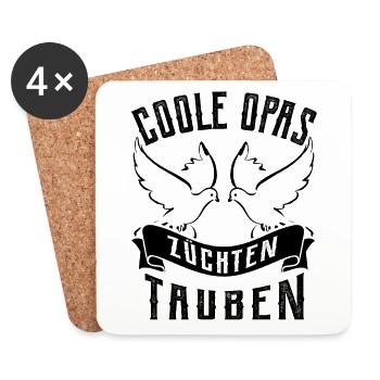 Coole Opas - Brieftauben Taubenzüchter - Untersetzer (4er-Set) - Weiß - Vorne