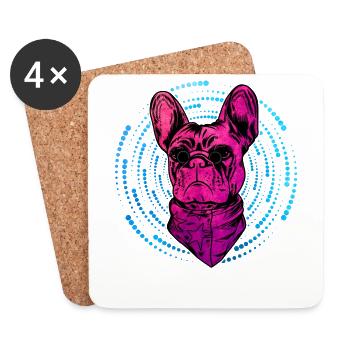 French Bulldog - Coasters (set of 4) - white - Front